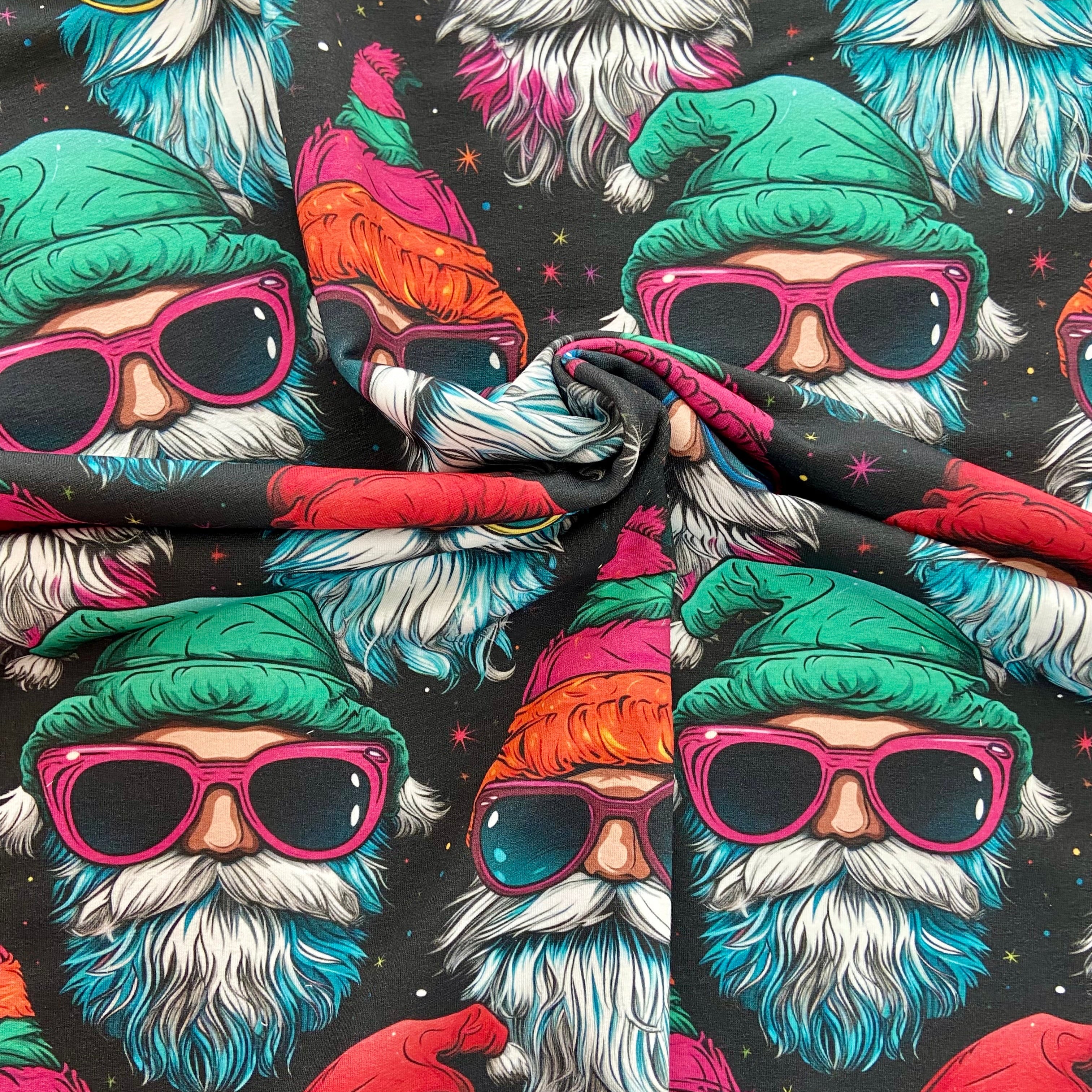 Hipster Santa Echtes Stofffoto Weihnachtsstoff
